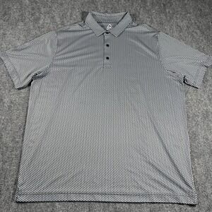 DEOLAX XXL Golf Polo Shirt Black White Geometric Print‎ Short Sleeve Mens